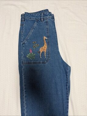 Princess Highway Wide Leg Embroidered Jeans (8 AU)/(4 US)